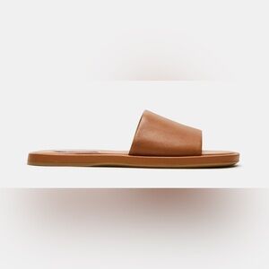 STEVE MADDEN Tan Leather Slide Sandals (NIB)